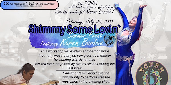 TCBBA Shimmy Some Lovin' event  featuring Karen Barbee & Project Band