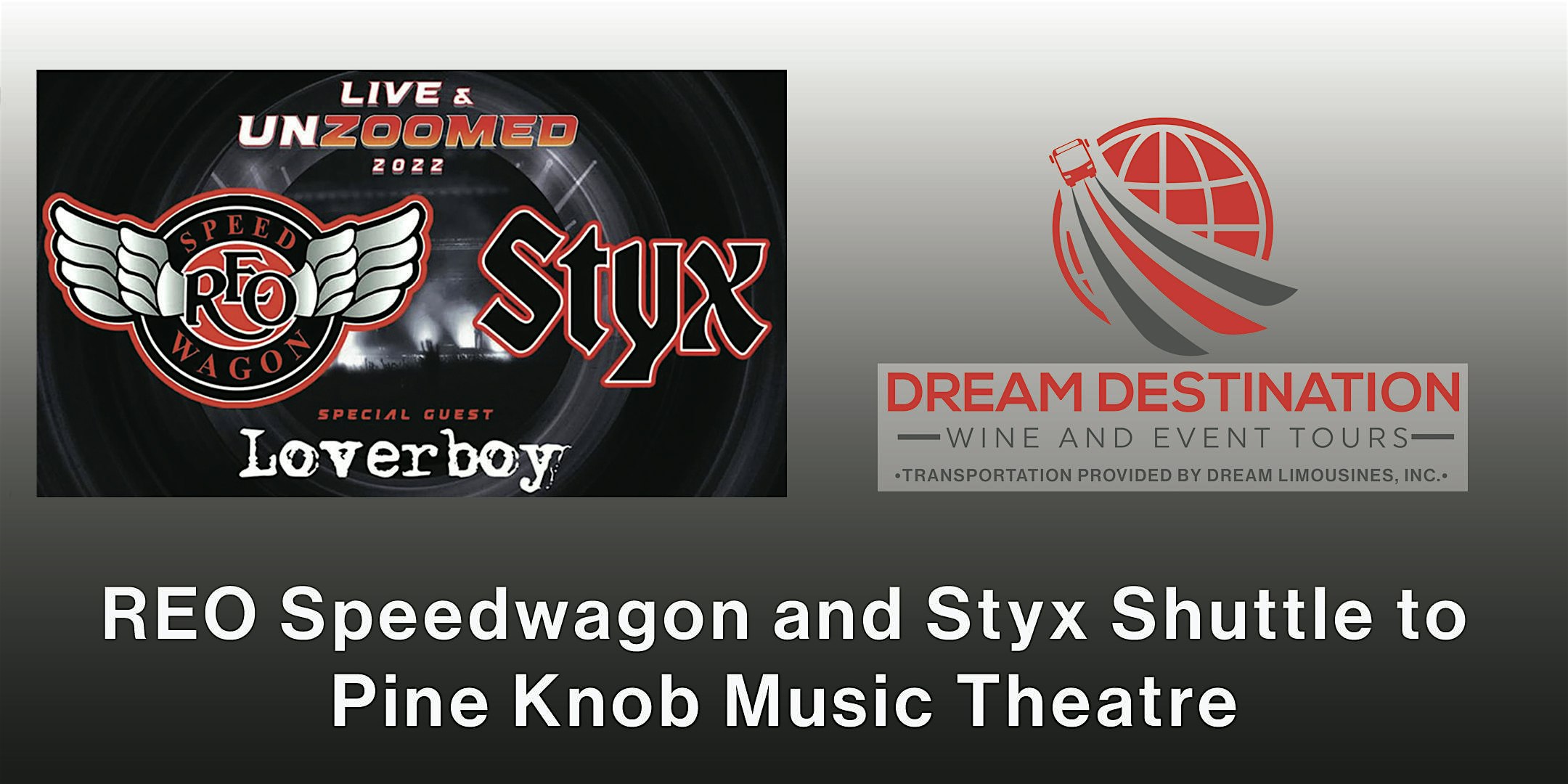 Shuttle Bus to See REO SPEEDWAGON AND STYX at Pine Knob Music Theatre