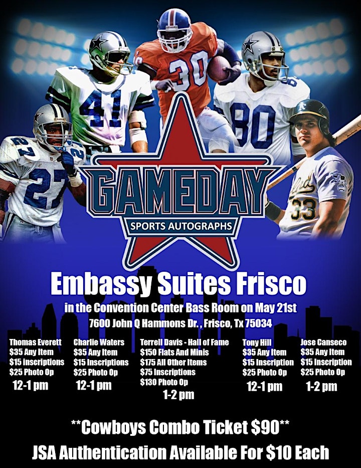 Gameday Sports Autograph Signings-May 21- Frisco Texas image