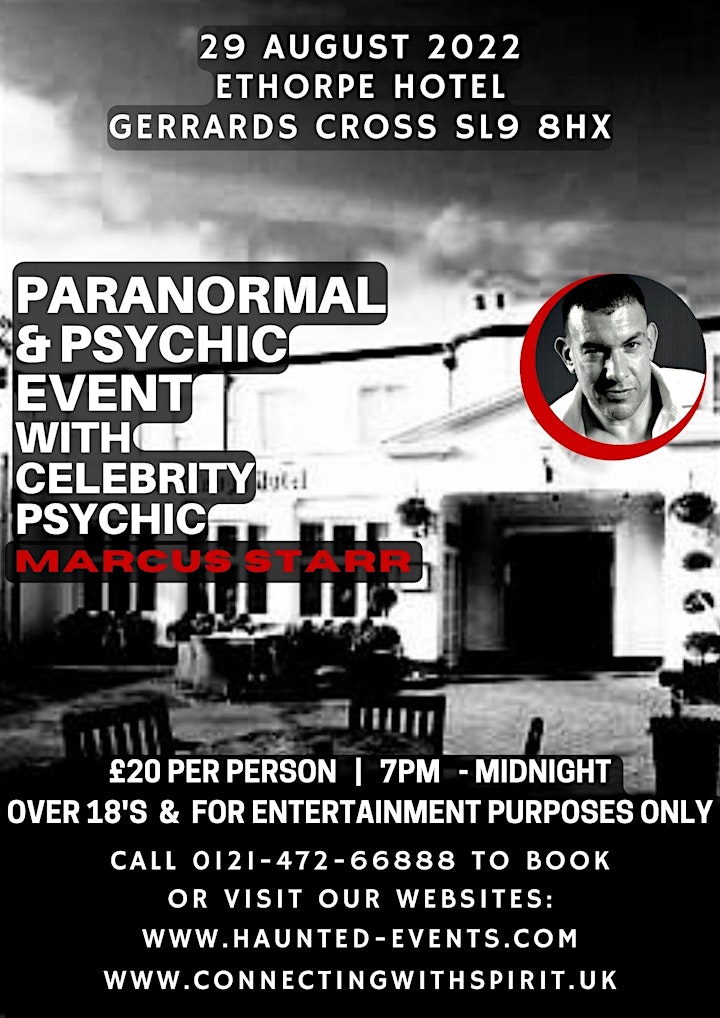 Paranormal & Psychic Event with Celebrity Psychic Marcus Starr at Ethorpe image
