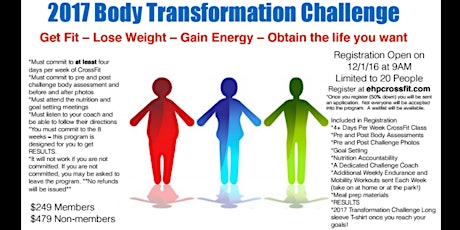 2017 Body Transformation Challenge Registration  primary image
