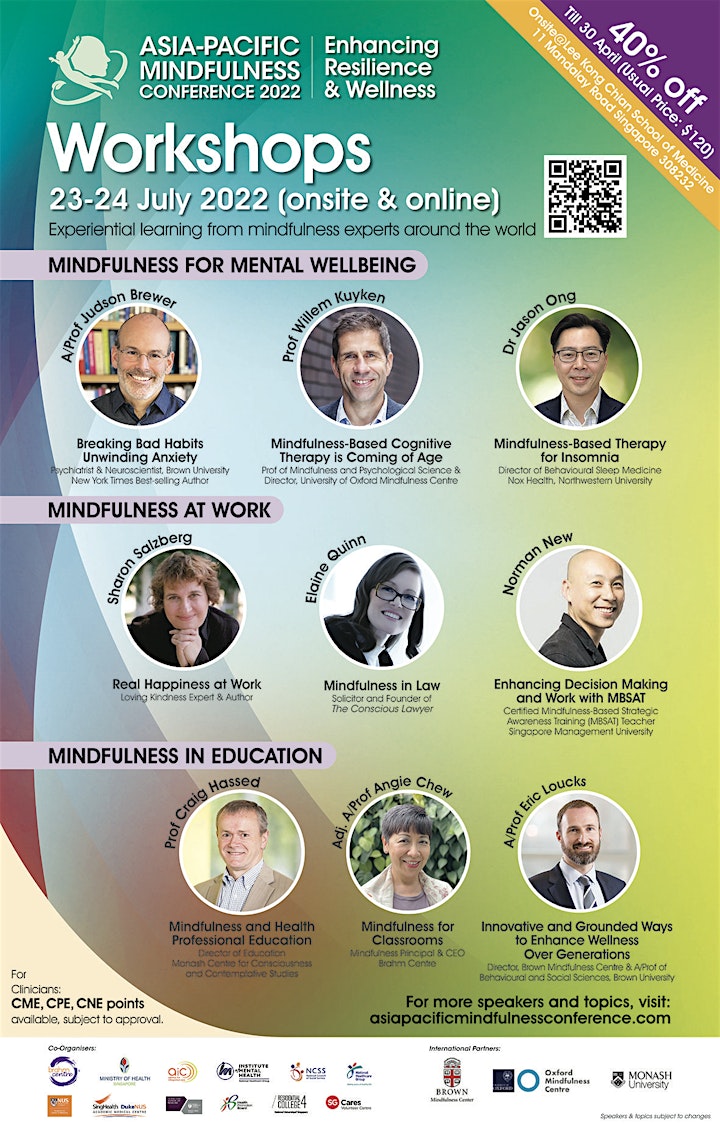 Asia-Pacific Mindfulness Conference 2022 Workshops (Onsite w/Online Option) image