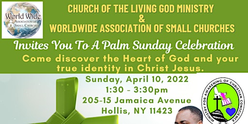 Church of The Living God Worship Service every Sunday from 1:30pm to 3:30pm
