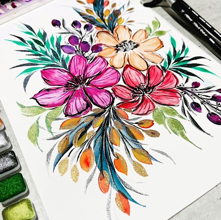 Watercolour Florals  (Intermediate) Course by Kathleen - TP20220707WFIC image