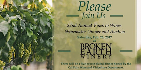 22nd Annual Vines to Wines Winemaker Dinner and Auction primary image