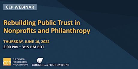 Rebuilding Trust in Nonprofits and Philanthropy tickets