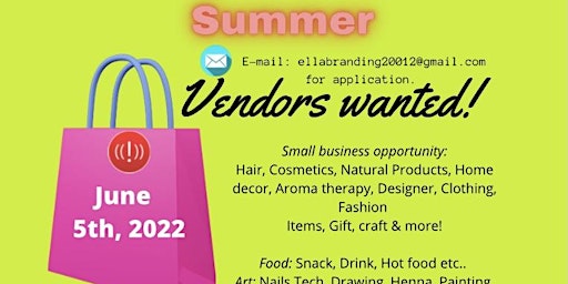 Vendor Wanted, Small business for Pop-up shop Event