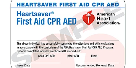 6/17/17 First Aid CPR AED - Traditional Classroom Course - American Heart Association primary image