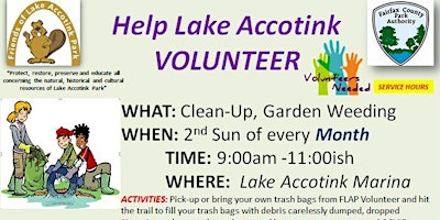 Lake Accotink Park Monthly  Clean-Up