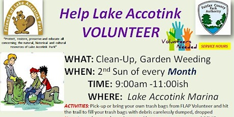 Lake Accotink Park Monthly  Clean-Up tickets