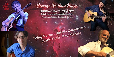 Livestream Willy Porter, Natalia Zukerman, Justin Roth, the Reislers
