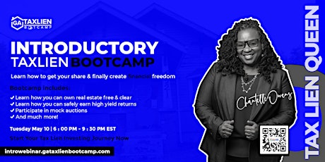 Introductory Tax Lien Bootcamp Live Webinar  [May 10, 2022] primary image