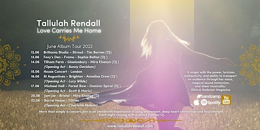 Tallulah Rendall - 13th June -  FROME  -  Album Tour 2022