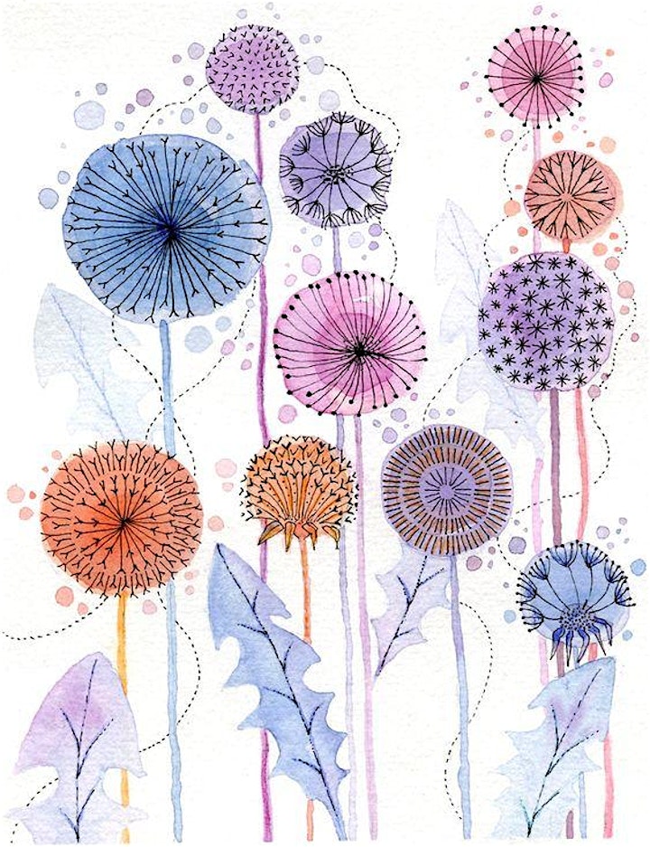 Online Lines and Patterns with Watercolors Painting Class Adults and Teens image