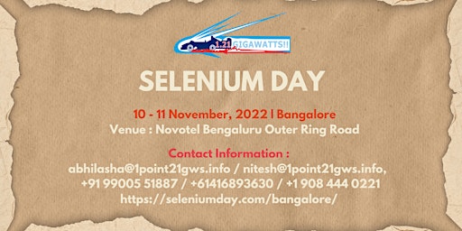 Selenium Day - Bangalore on 10 -11 November 2022