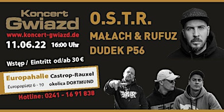 11.06.2022 Koncert Gwiazd Hip-Hop O.S.T.R , Małach & Rufuz , Dudek P56. Tickets