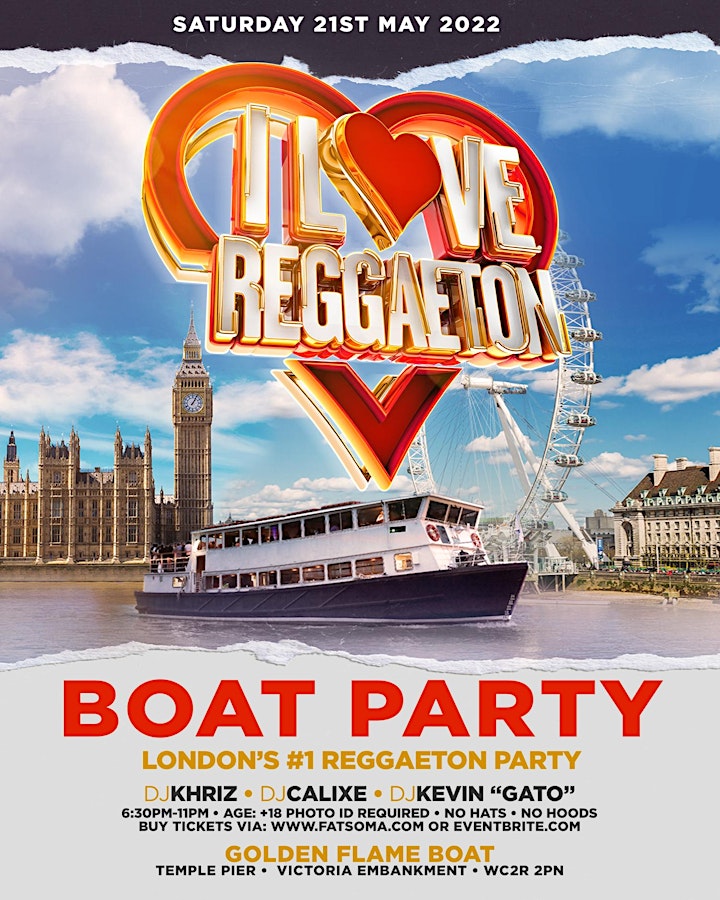 REGGAETON BOAT PARTY BY I LOVE REGGAETON - SATURDAY 21ST MAY 2022 - LONDON image