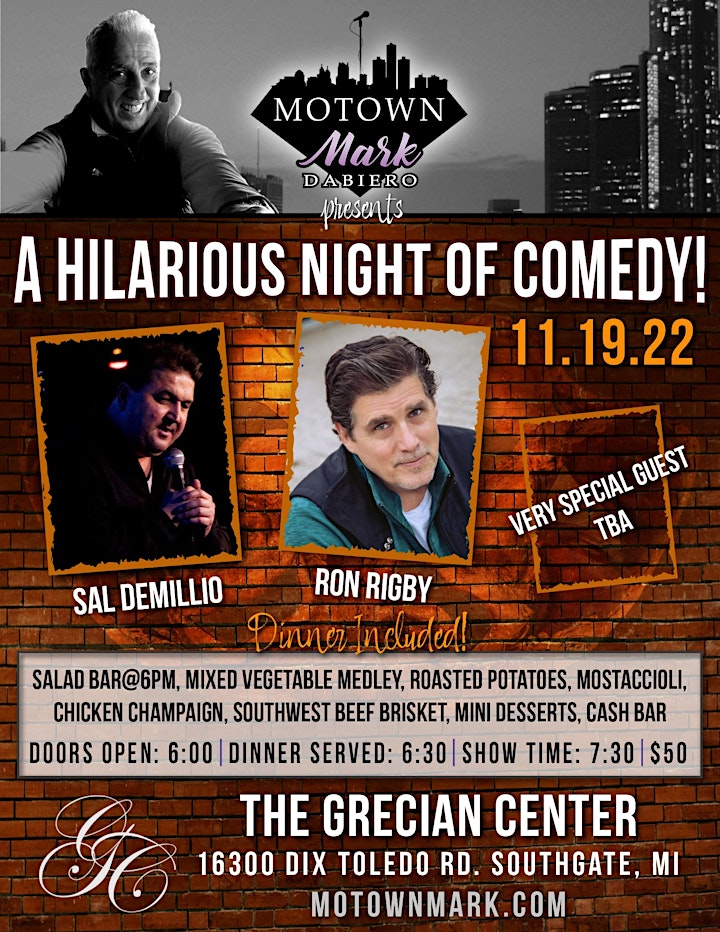 A Night of Comedy and Fine Dining at The Grecian Center! image