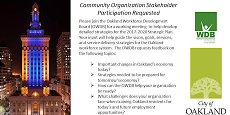 Oakland Workforce Development Board Community Stakeholder Forum primary image