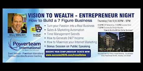 Atlanta Vision to Wealth Entrepreneur Night (Guest of Ires Alliston) primary image
