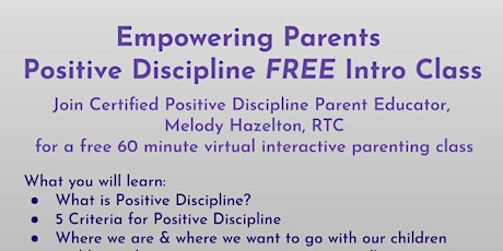 Empowering Parents with Positive Discipline FREE Intro Class billets