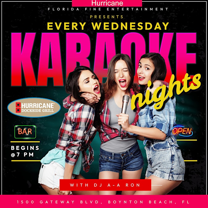 Karaoke Wednesdays @ Boynton Beach - Hurricane Dockside Grill image