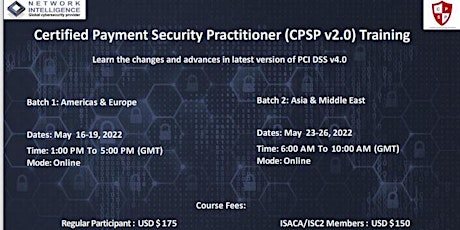 Certified Payment Security Practitioner (CPSP v2.0) Training_ Batch 1 tickets