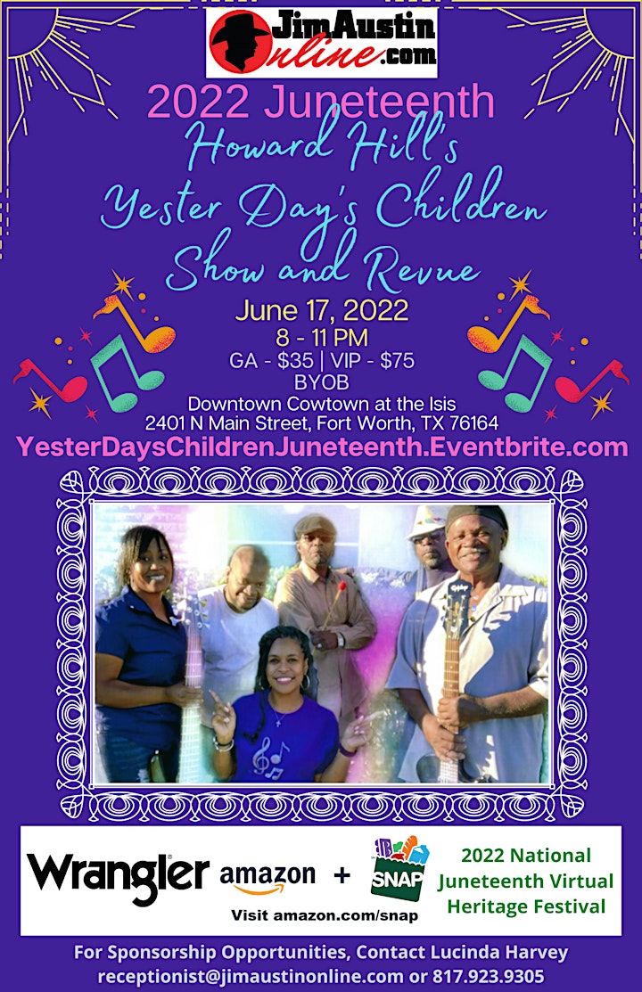 JAO - Howard Hill's Yester Day's Children Show & Revue - 6/17/2022 @ 8PM image