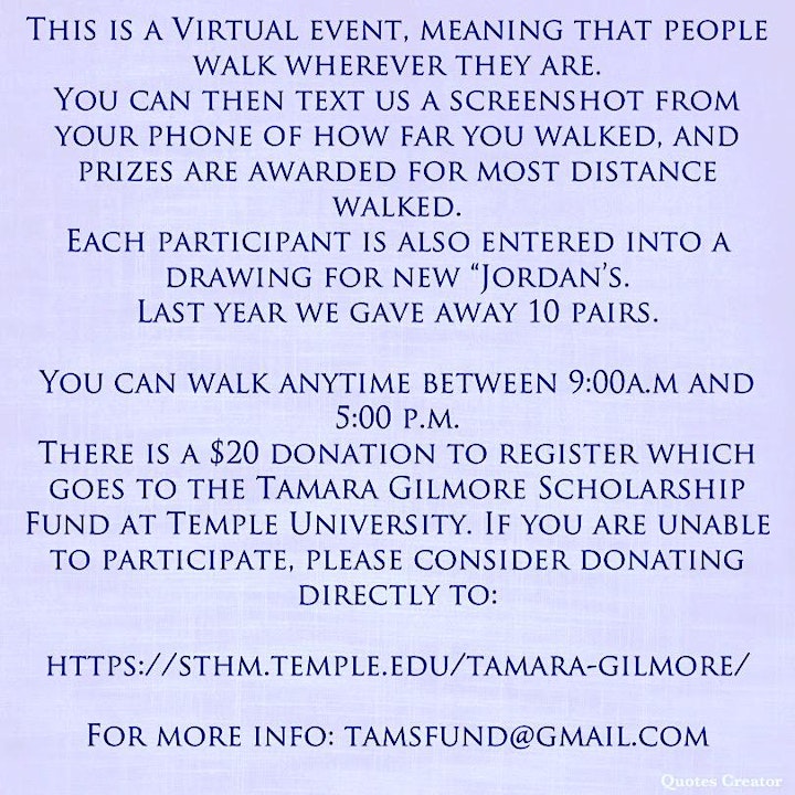 The “Tamara” Friends and Family Virtual Memorial Walk image
