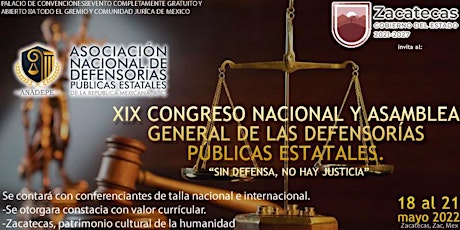 Imagen principal de Congreso Nacional de Defensorías Publicas 2022 en Zacatecas