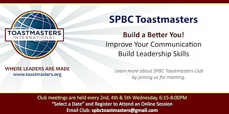 SPBC  Toastmasters Club Meeting biglietti
