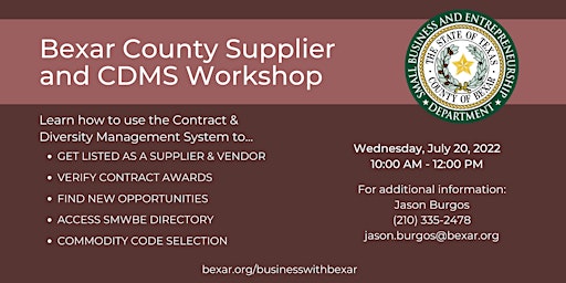 Bexar County SMWBE CDMS Workshop - July 2022