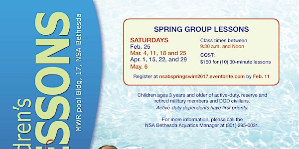 Spring 2017 Children's Swim Lessons 