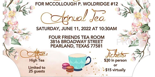 McCullough P. Wolridge #12 Annual Tea-Celebrating Mothers