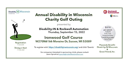 2022 Annual Disability in Wisconsin Charity Golf Outing - Ironwood GC tickets