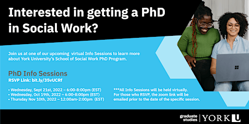 YorkU School of Social Work - PhD Info Session