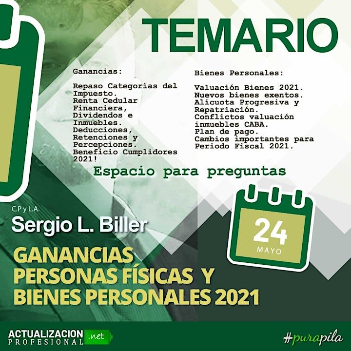 Imagen de 2da edición -SEMINARIO Ganancias Personas Físicas y Bienes Personales 2021