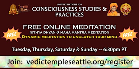 Nithya Dhyan and Maha Mantra meditation - Online Meditation ingressos