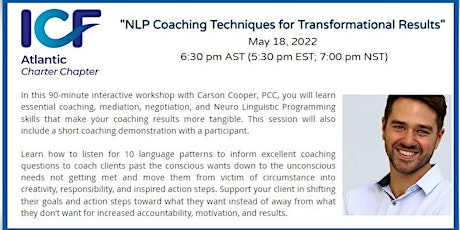 NLP Coaching Techniques for Transformational Results with Carson Cooper tickets