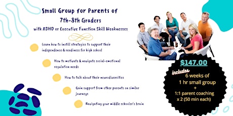 6 session - Support Group Parents w/ SuperPowered  9-10th  grade ADHD teens tickets