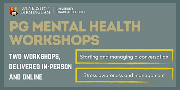 PG mental health workshop: Stress awareness and management (Online)