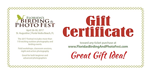 2017 Florida's Birding & Photo Fest GIFT CERTIFICATE