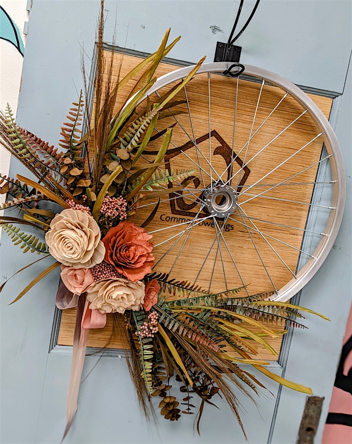Beer and Blossoms - Bike Wheel Wreath image