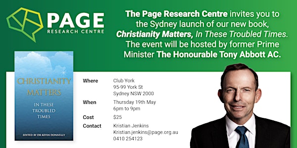 Book Launch - Christianity Matters: In these troubles times