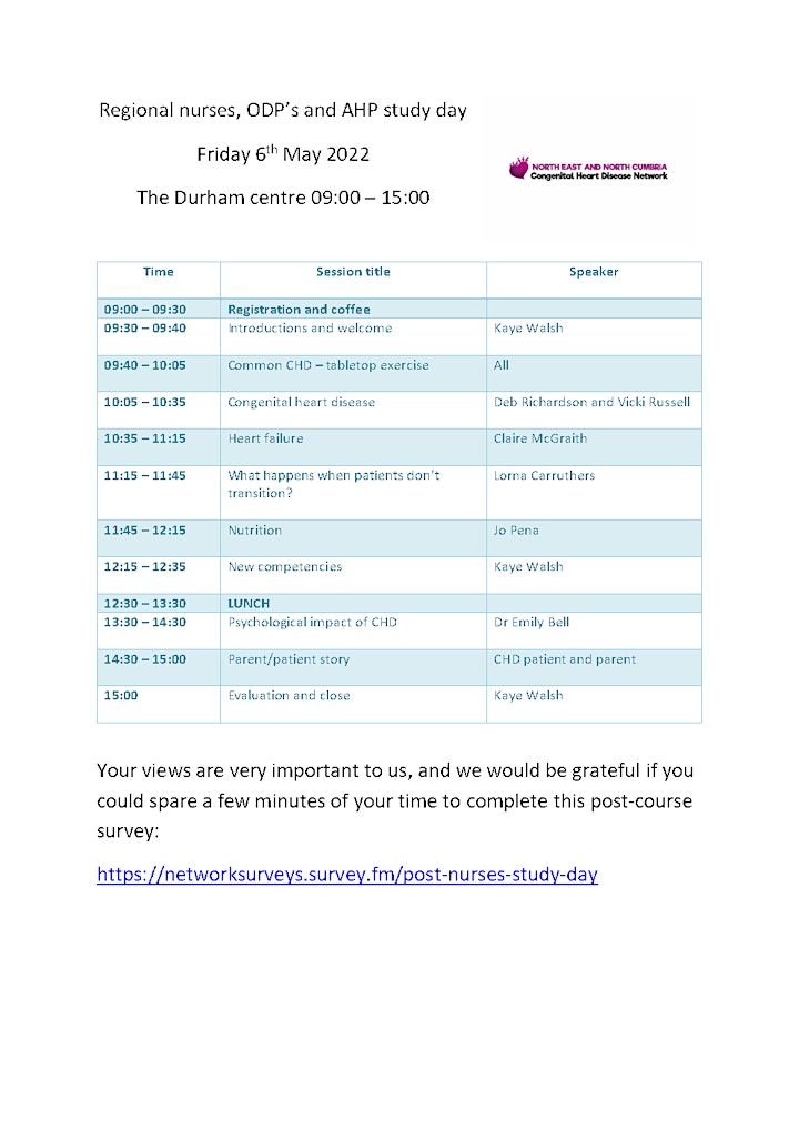 NENC-CHDN Study Day - Face to Face - 6th May in Durham image