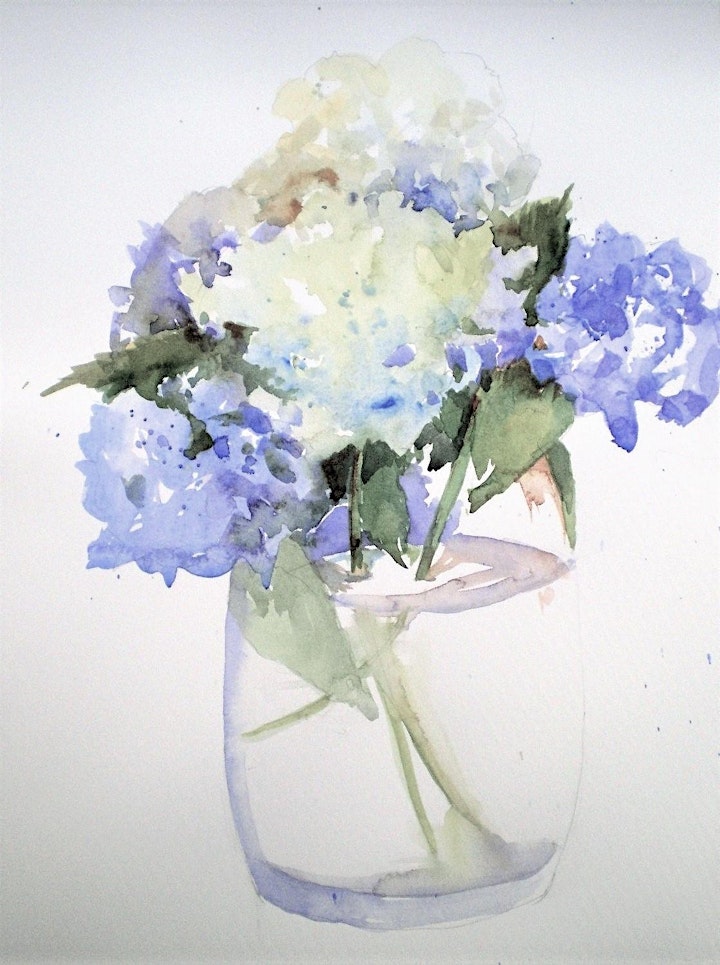 Online Hydrangeas Watercolor Painting Class for Adults & Teens image