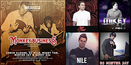 Imagem principal do evento Monkey Business Thursdays featuring DJ FABES at Barbarossa Lounge