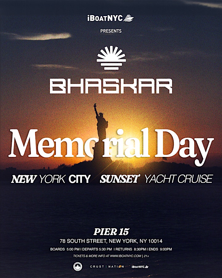 BHASKAR Presents Sunset Yacht Cruise | Memorial Day Boat Party NYC image
