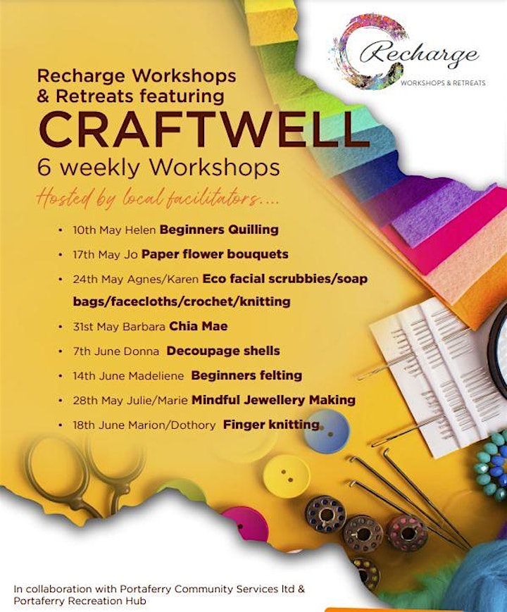 FREE !   CRAFTWELL WEEKLY WORKSHOPS (Recharge & The Rec Hub) image