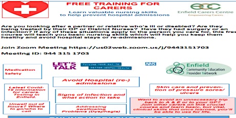 Free Basic Clinical Skills Course for informal Carers in person & online tickets